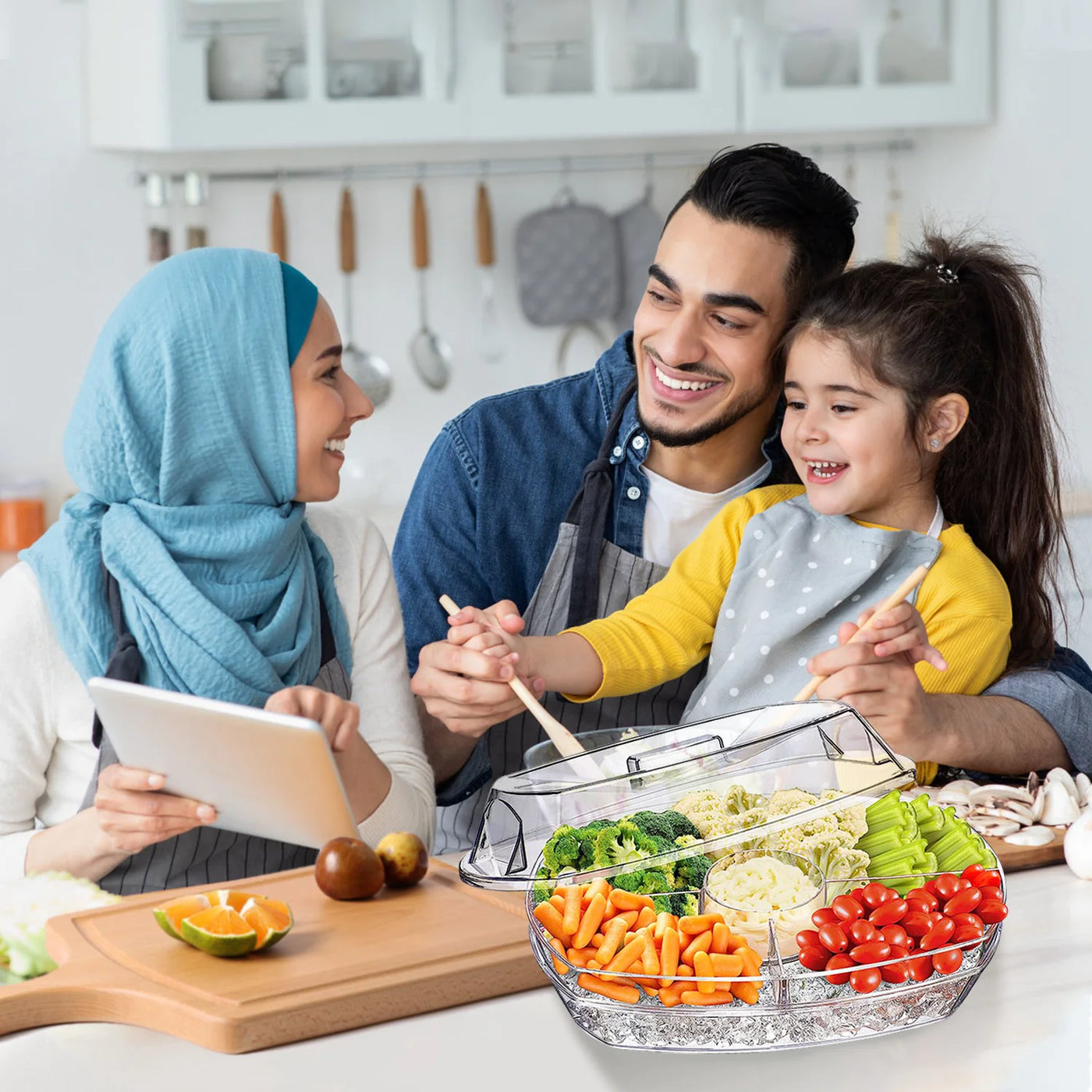 Cold Food Serving Tray with Lid & Compartments