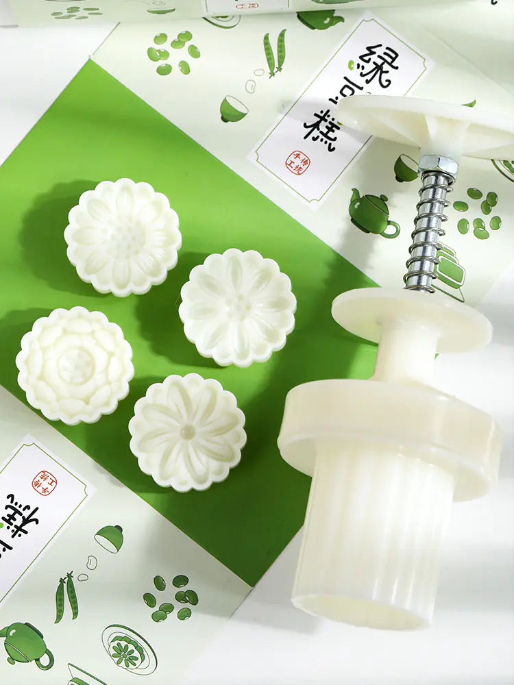 Daisy Mooncake Mold and Press for Home Baking - Lunqara 