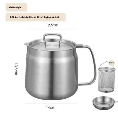 304 Stainless Steel Oil Filter Vessel with Frying Basket & Grease Separator - Lunqara 