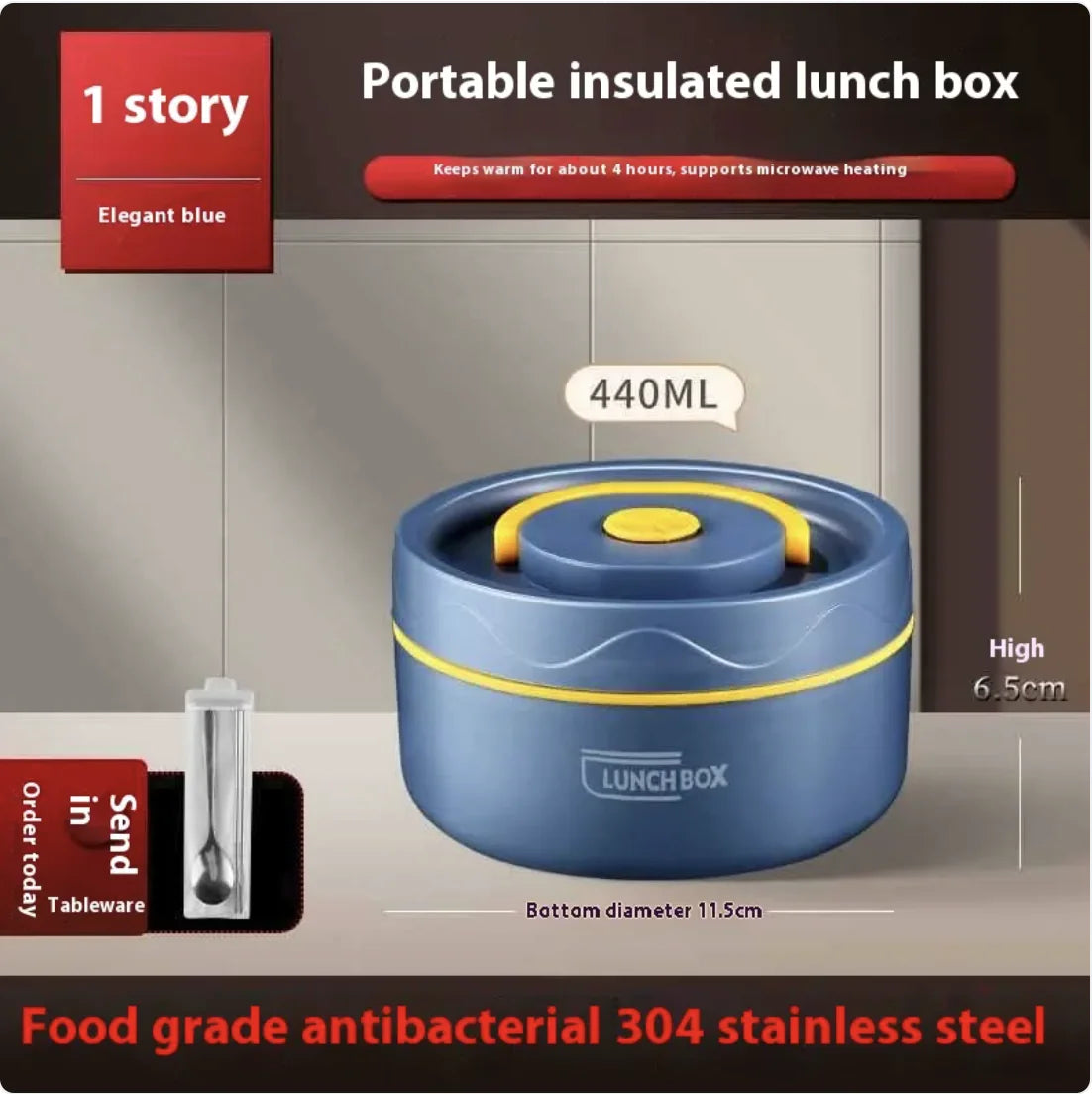 Extra-Long Insulated Stainless Steel Lunch Box