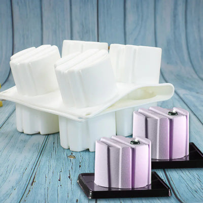 8-Cavity Striped Silicone Cake Mold for Baking