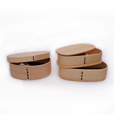 Portable Japanese Oval Bento Box - Double Layered Design - Lunqara