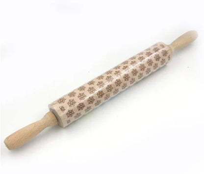 Christmas Reindeer Printed Wooden Rolling Pin with Laser Engraving