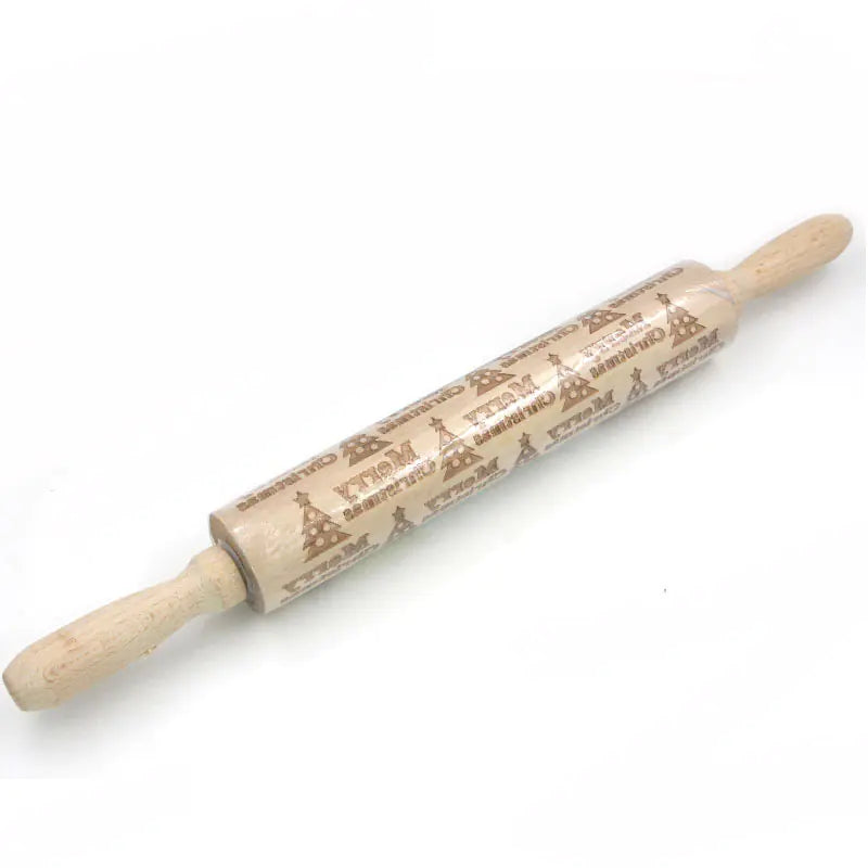 Christmas Reindeer Printed Wooden Rolling Pin with Laser Engraving