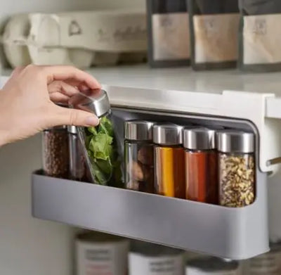 Multi-Compartment Hanging Kitchen Spice Rack | Seasoning Bottle Organizer with Optional Bottles - Lunqara 