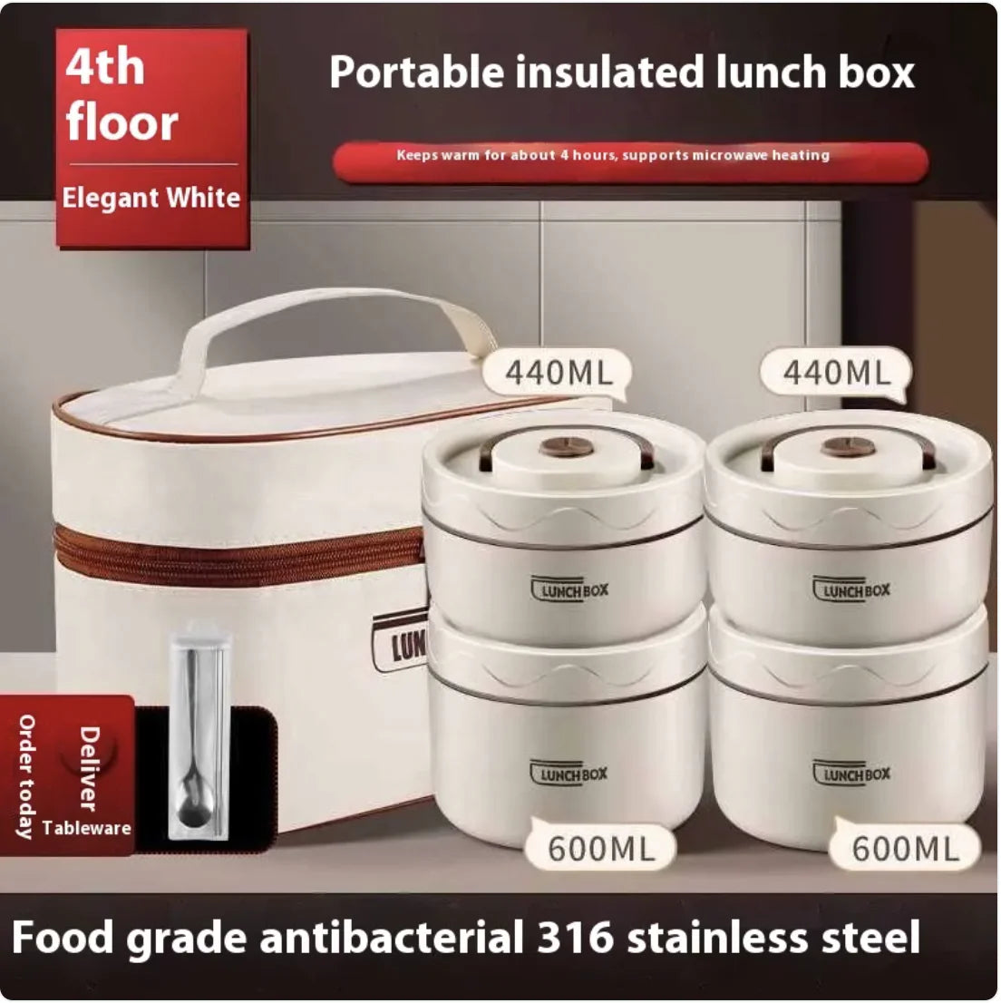 Extra-Long Insulated Stainless Steel Lunch Box
