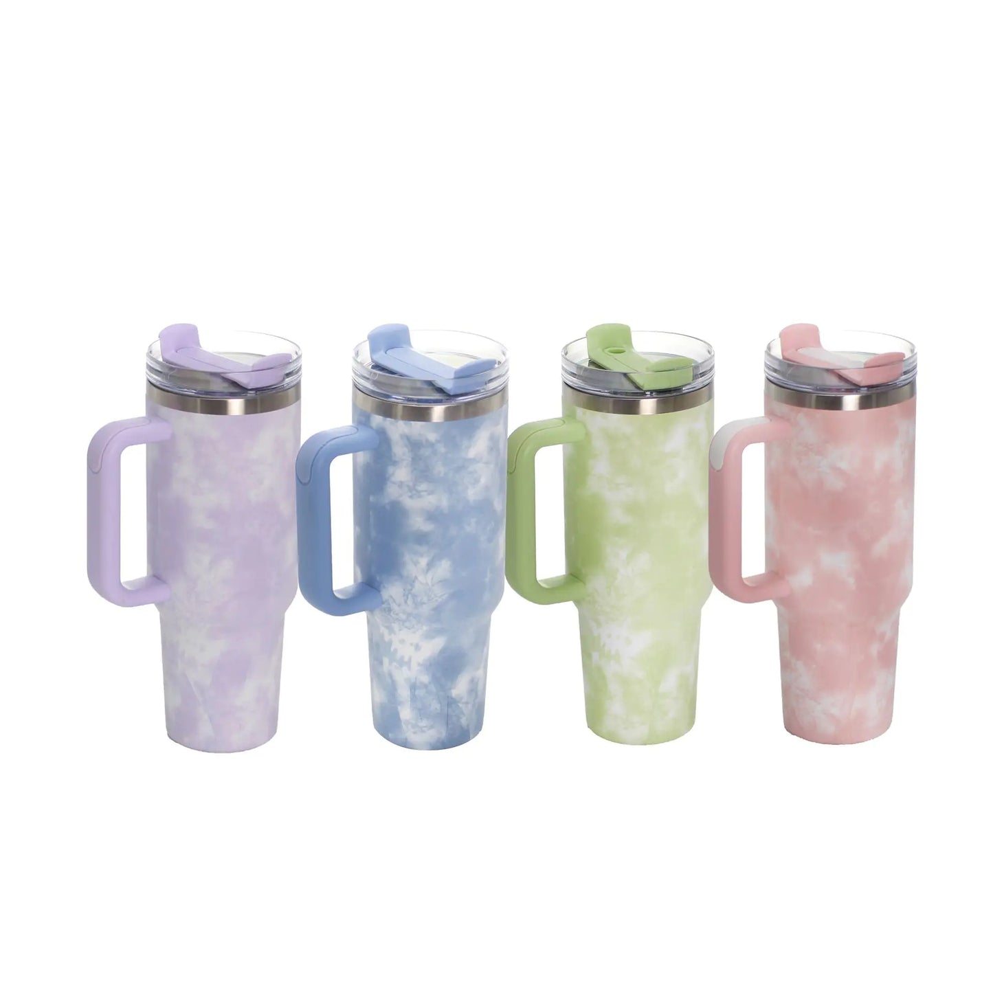 40oz Stainless Steel Travel Mug with Straw & Handle - Lunqara 