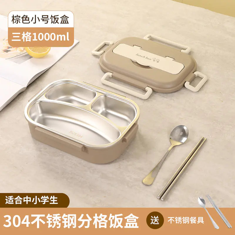 304 Stainless Steel Sealed Bento Box with Five Compartments - Lunqara 