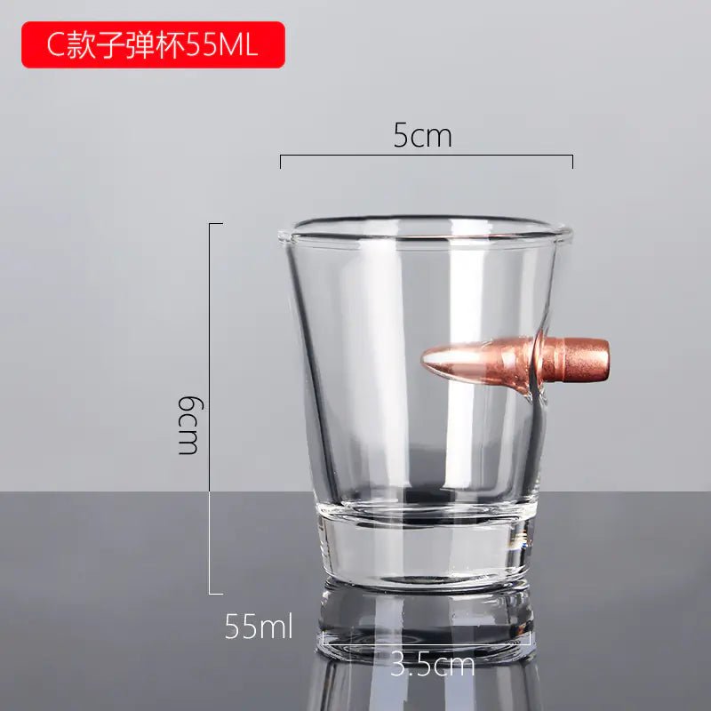 Creative Glass Whiskey Cup with Bullet Design - Lunqara