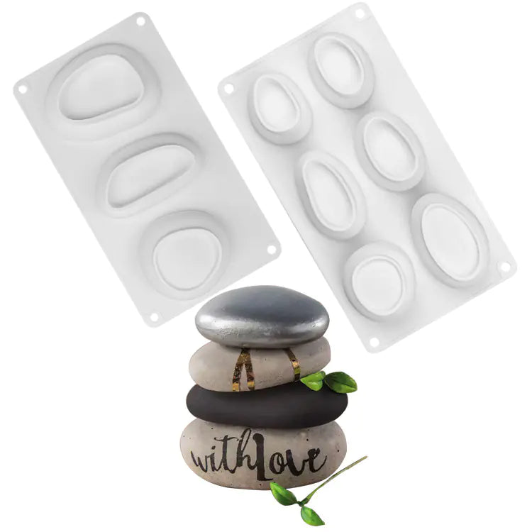 Silicone Pebble Cake Molds - 6 and 3 Holes Set