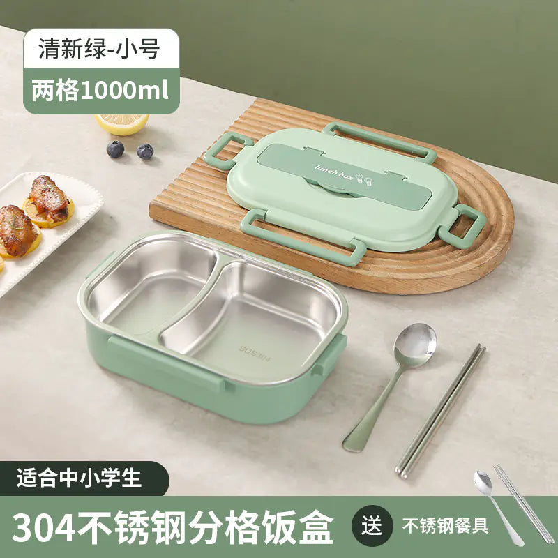 304 Stainless Steel Sealed Bento Box with Five Compartments - Lunqara 