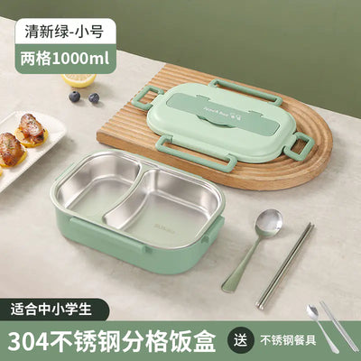 304 Stainless Steel Sealed Bento Box with Five Compartments - Lunqara 