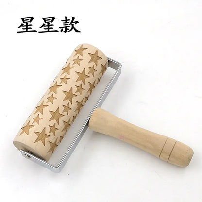 Christmas Reindeer Printed Wooden Rolling Pin with Laser Engraving