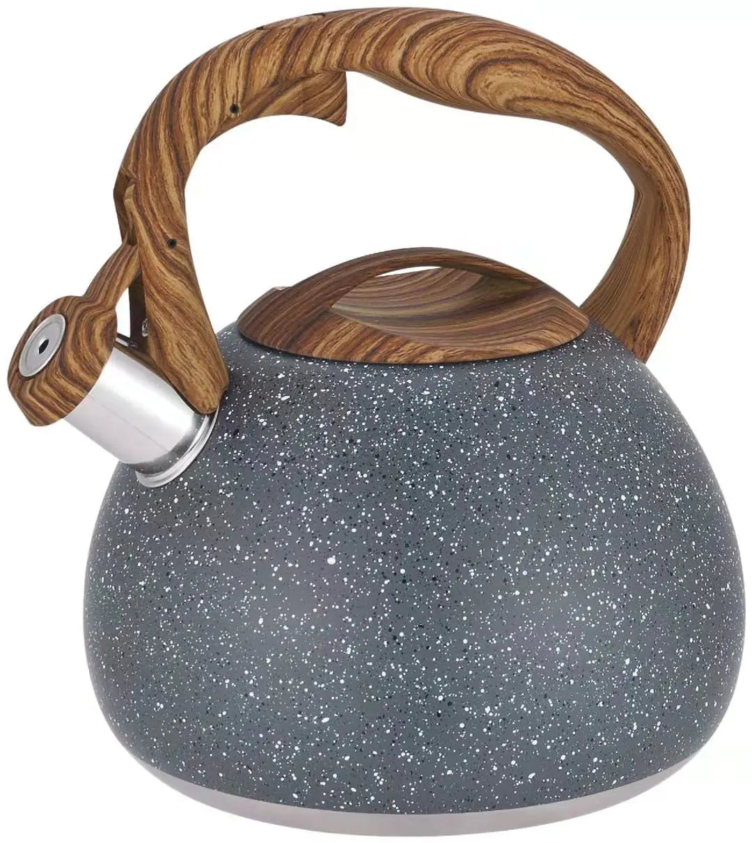 Stainless Steel Whistling Teakettle with Wooden Handle