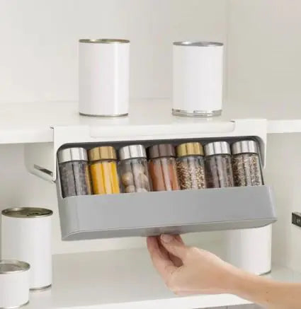 Multi-Compartment Hanging Kitchen Spice Rack | Seasoning Bottle Organizer with Optional Bottles - Lunqara 