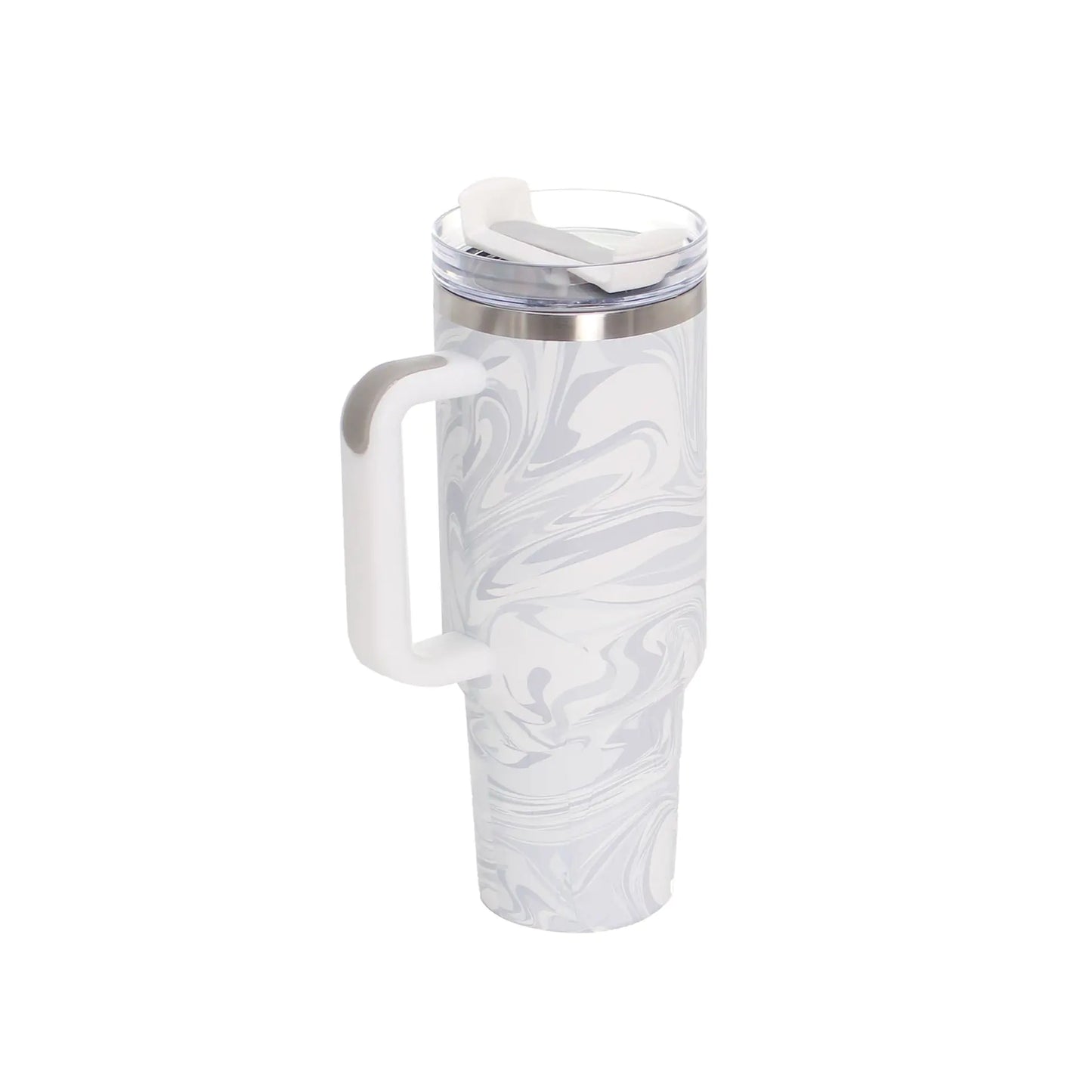 40oz Stainless Steel Travel Mug with Straw & Handle - Lunqara 