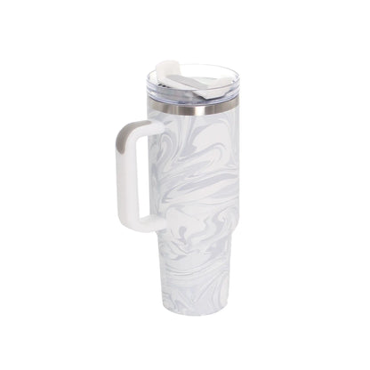 40oz Stainless Steel Travel Mug with Straw & Handle - Lunqara 