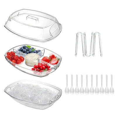 Cold Food Serving Tray with Lid & Compartments