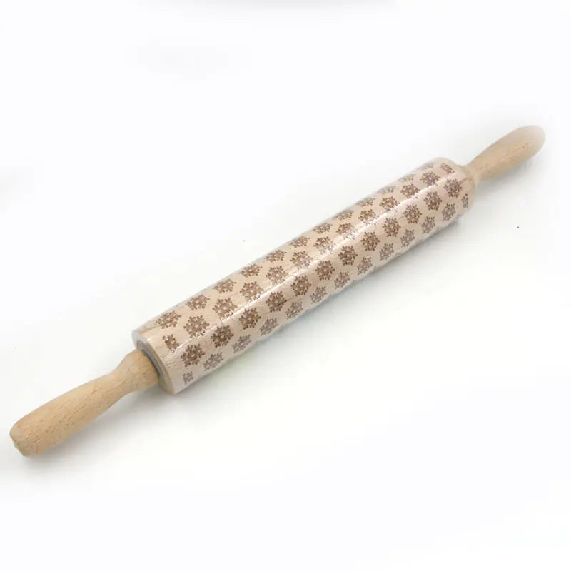 Christmas Reindeer Printed Wooden Rolling Pin with Laser Engraving