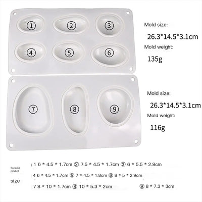 Silicone Pebble Cake Molds - 6 and 3 Holes Set