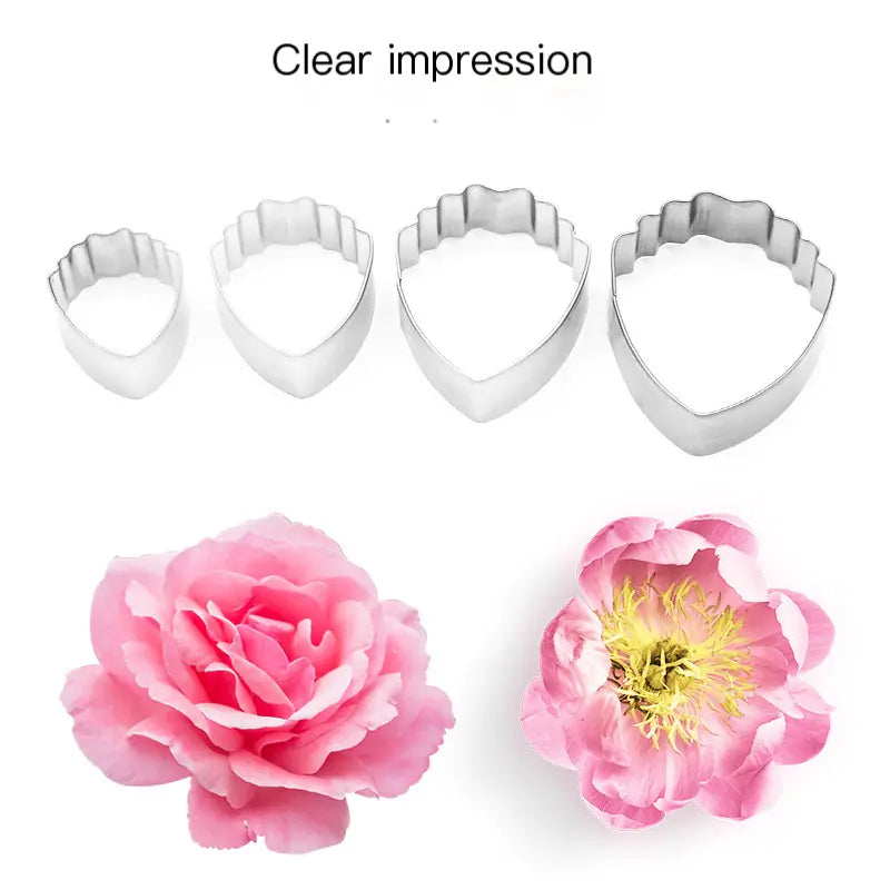 Stainless Steel Peony Cookie Cutter and Silicone Molds Set