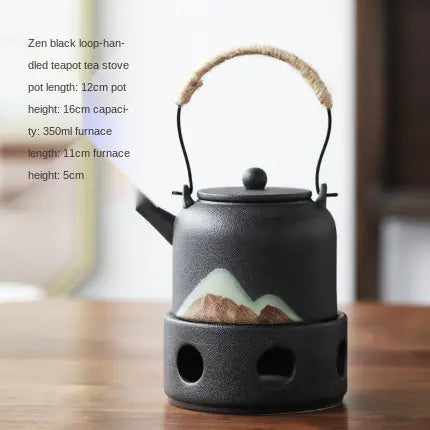 Japanese Style Ceramic Tea Set with Warm Stove Pot - Lunqara 