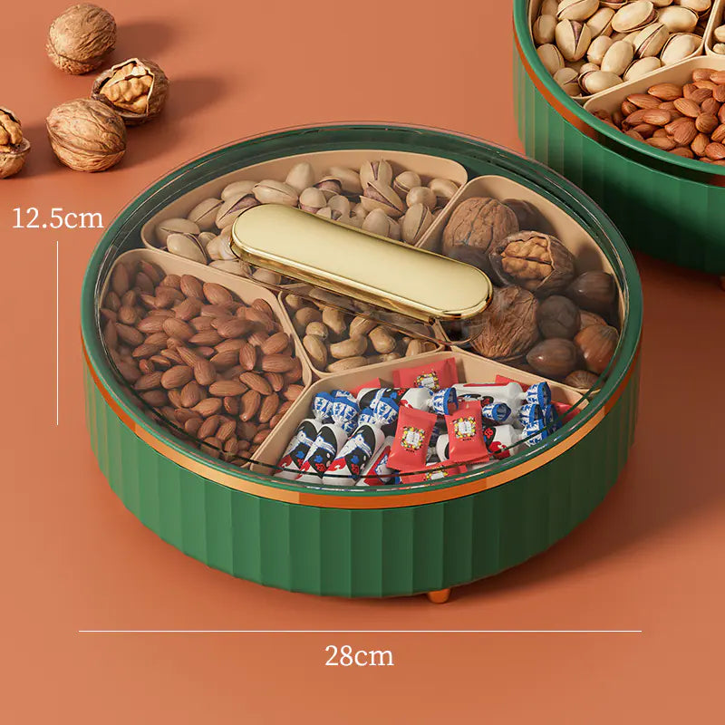 Elegant Rotating Snack Tray with Lid for Fruits & Treats