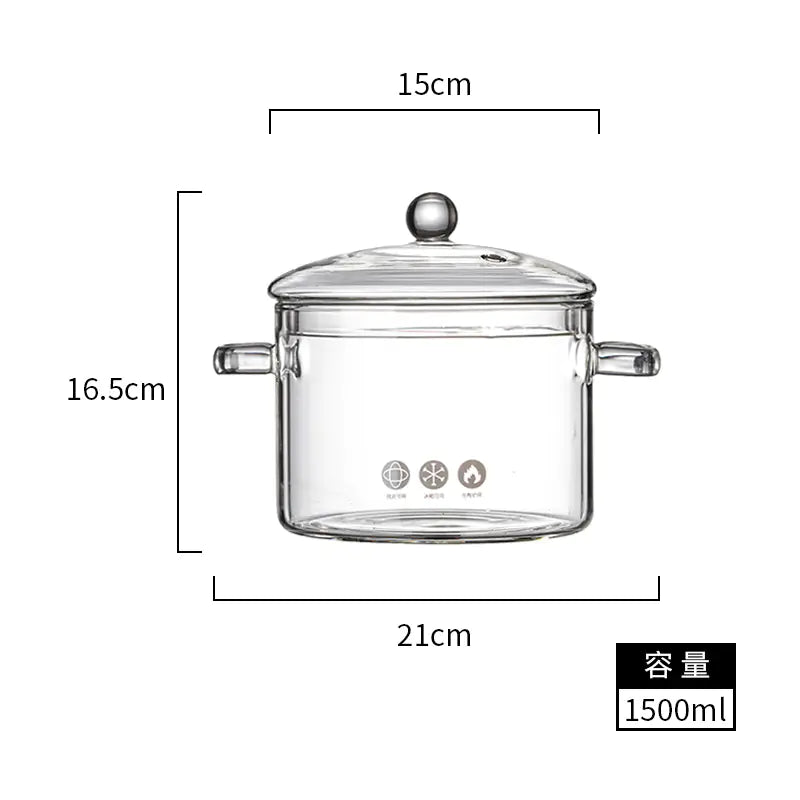 Glass Double-Handled Soup Pot with Electric Stove