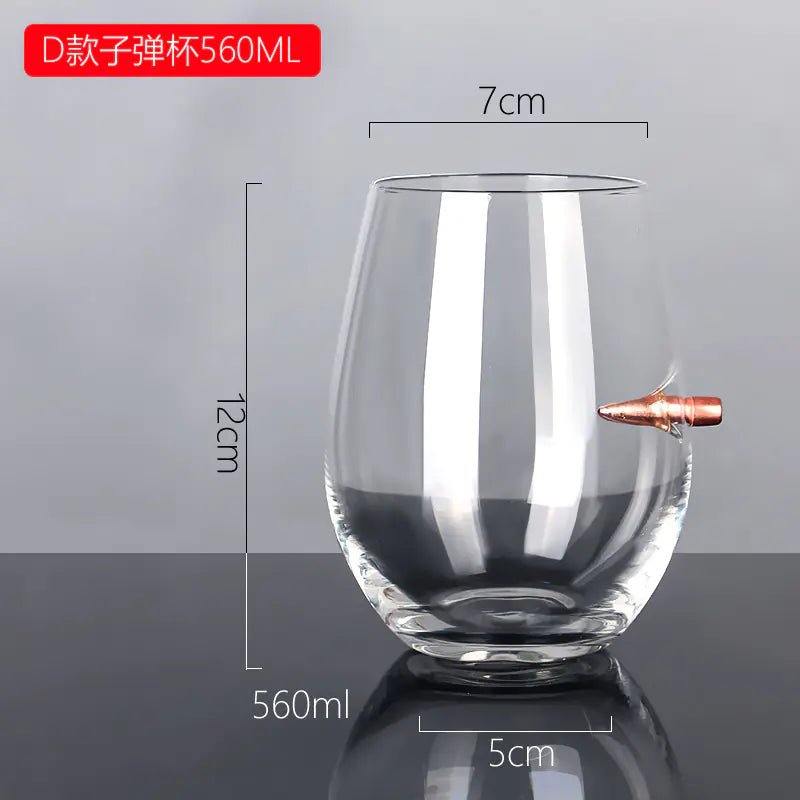 Creative Glass Whiskey Cup with Bullet Design - Lunqara