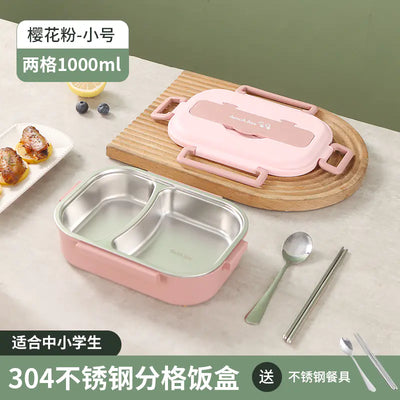 304 Stainless Steel Sealed Bento Box with Five Compartments - Lunqara 