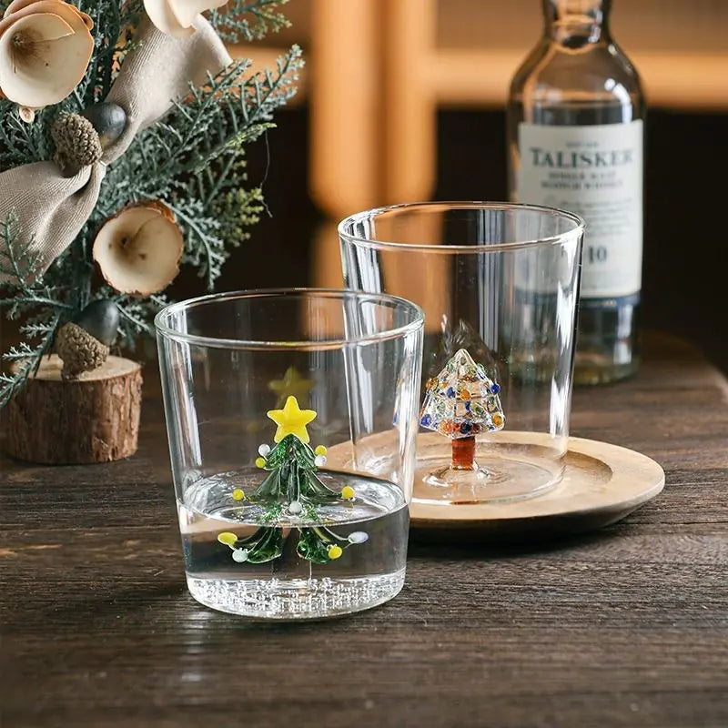 3D Christmas Tree Glass Cup - Creative Highball Gift