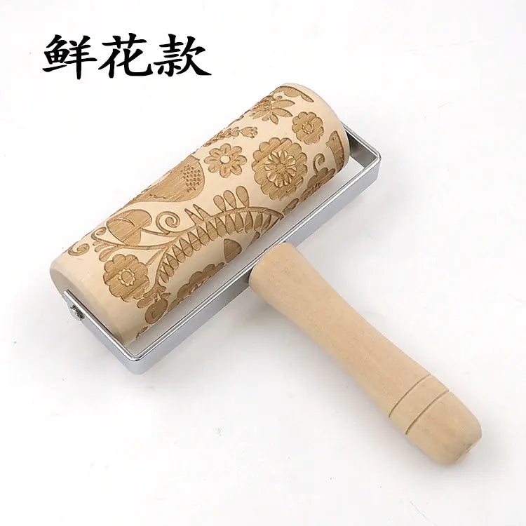 Christmas Reindeer Printed Wooden Rolling Pin with Laser Engraving