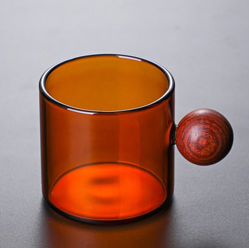 Coloured Coffee Cup with Wooden Handle - Lunqara