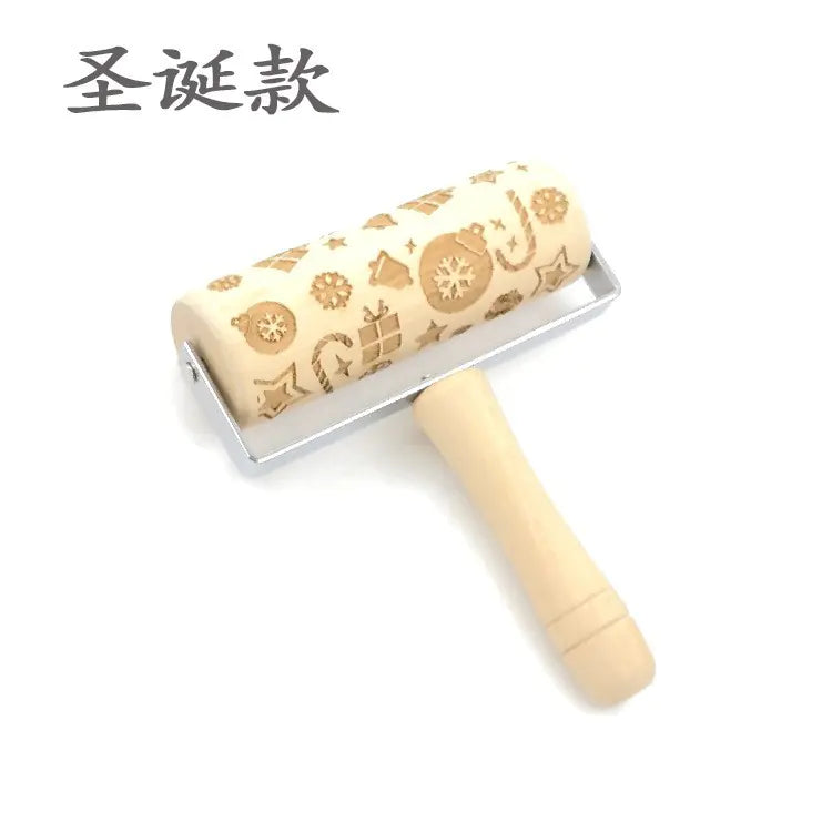Christmas Reindeer Printed Wooden Rolling Pin with Laser Engraving