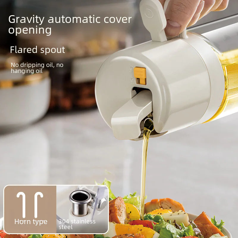 Self-Designed Oil Bottle with Spray and Pour Function - Lunqara 