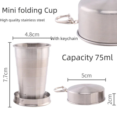 Stainless Steel Collapsible Travel Cup with Keyring