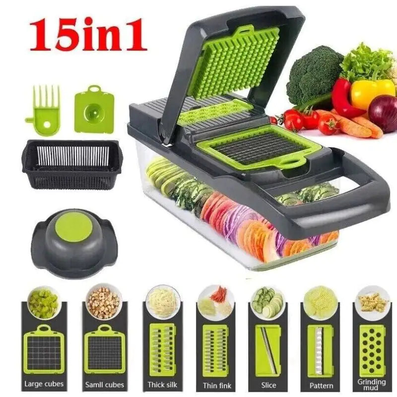 15-in-1 Multi-Function Vegetable Chopper & Slicer Set - Lunqara 