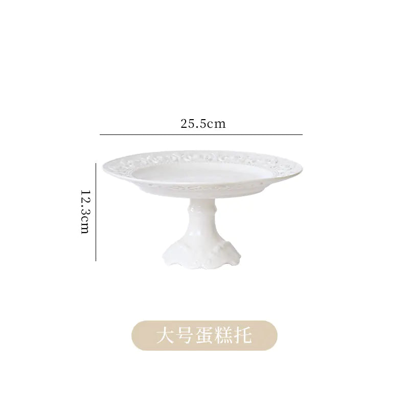 French Embossed Ceramic Plate for Breakfast & Salad