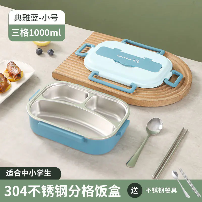 304 Stainless Steel Sealed Bento Box with Five Compartments - Lunqara 