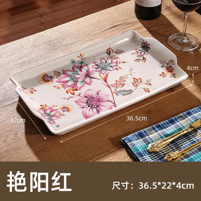 Ceramic Tray for Kitchen Use, Rectangular Design - Lunqara 
