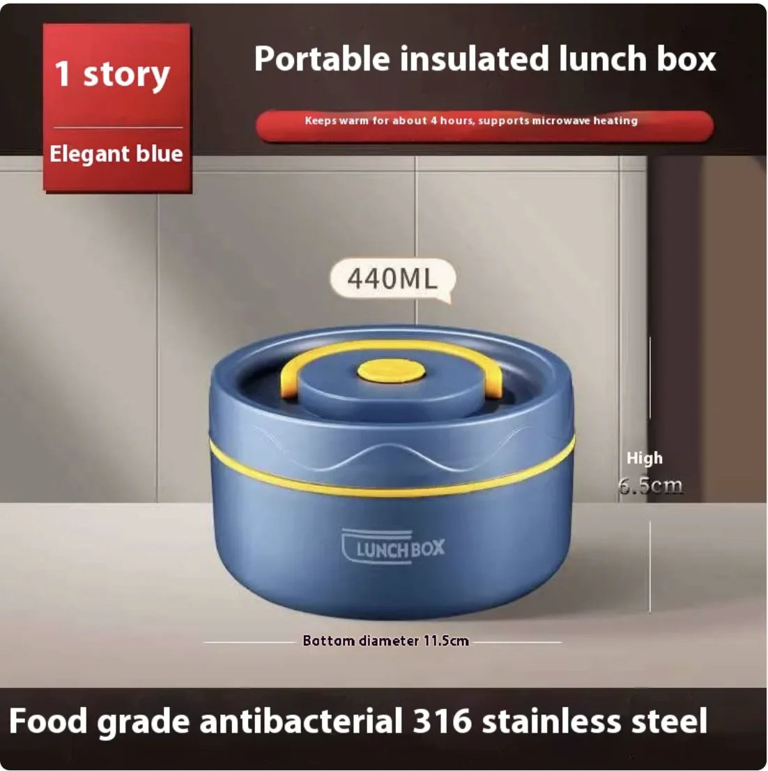 Extra-Long Insulated Stainless Steel Lunch Box