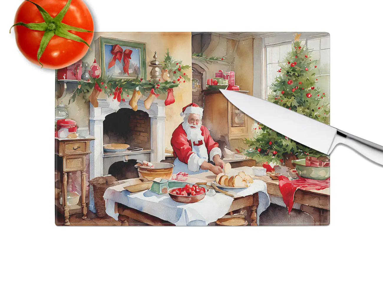 Cookies with Santa Claus Glass Cutting Board - Lunqara 