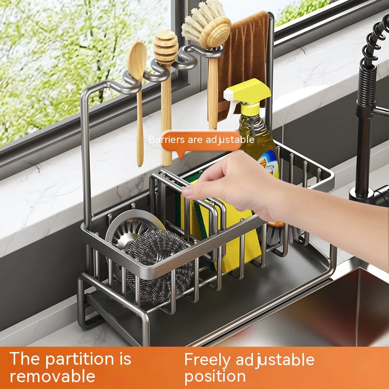 Multifunctional Kitchen Sink Organizer with Draining Rack - Lunqara 