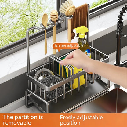Multifunctional Kitchen Sink Organizer with Draining Rack - Lunqara 