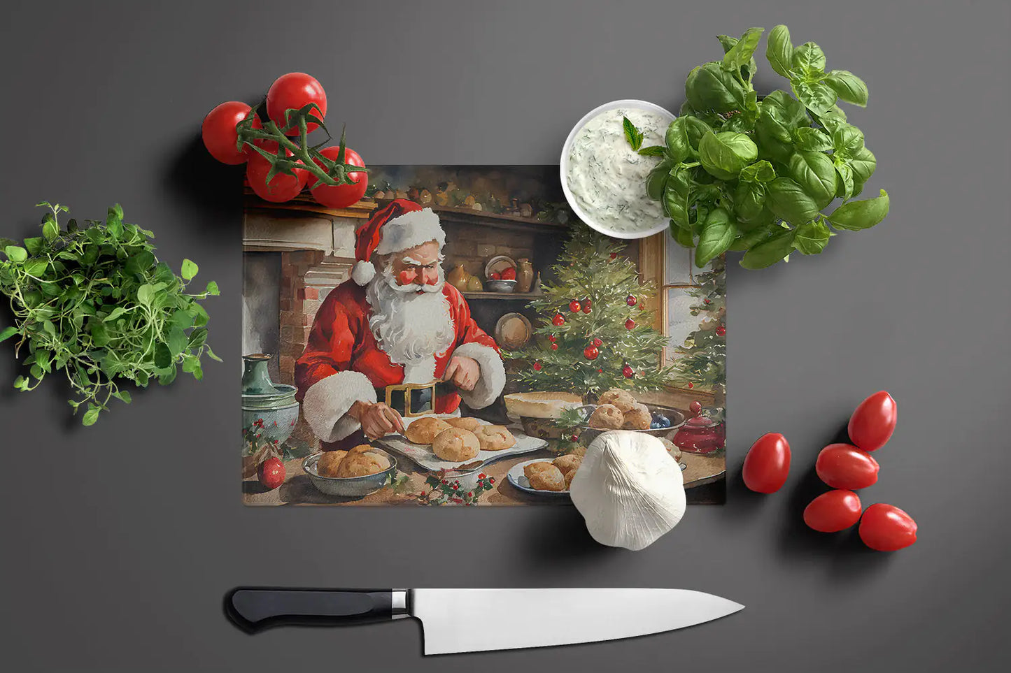 Cookies with Santa Claus Glass Cutting Board - Lunqara 