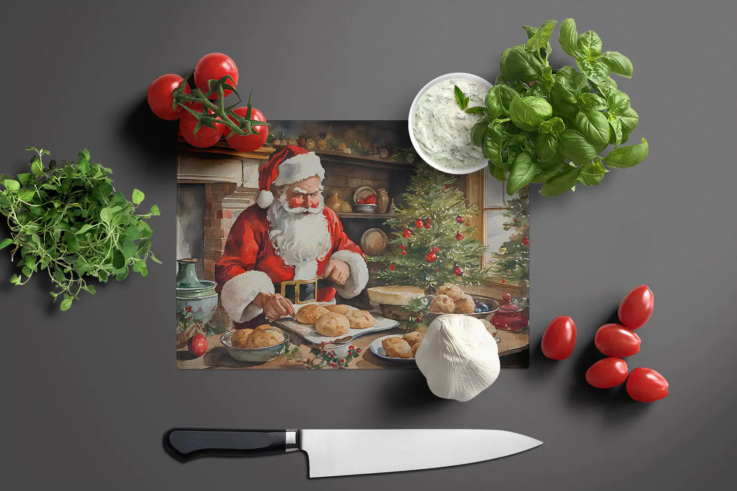 Cookies with Santa Claus Glass Cutting Board - Lunqara 