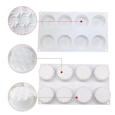 8-Cavity Spiral Silicone Mousse Cake Mold for Baking - Lunqara 