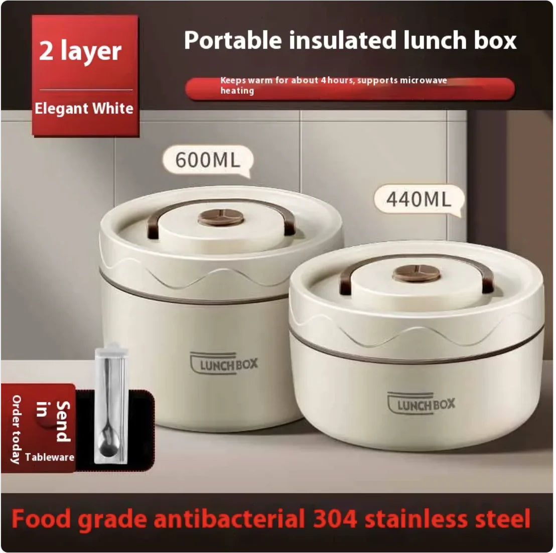 Extra-Long Insulated Stainless Steel Lunch Box