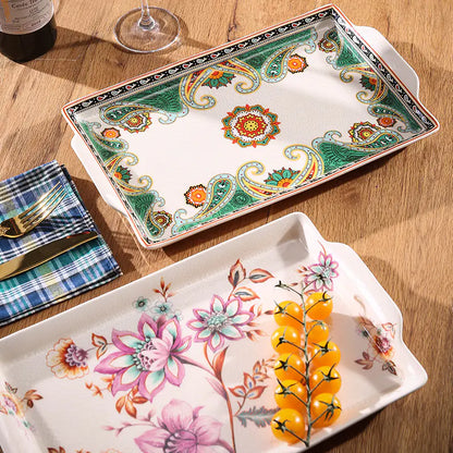 Ceramic Tray for Kitchen Use, Rectangular Design - Lunqara 