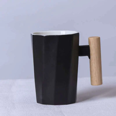 Customizable Ceramic Milk Mug with Wooden Handle - Lunqara